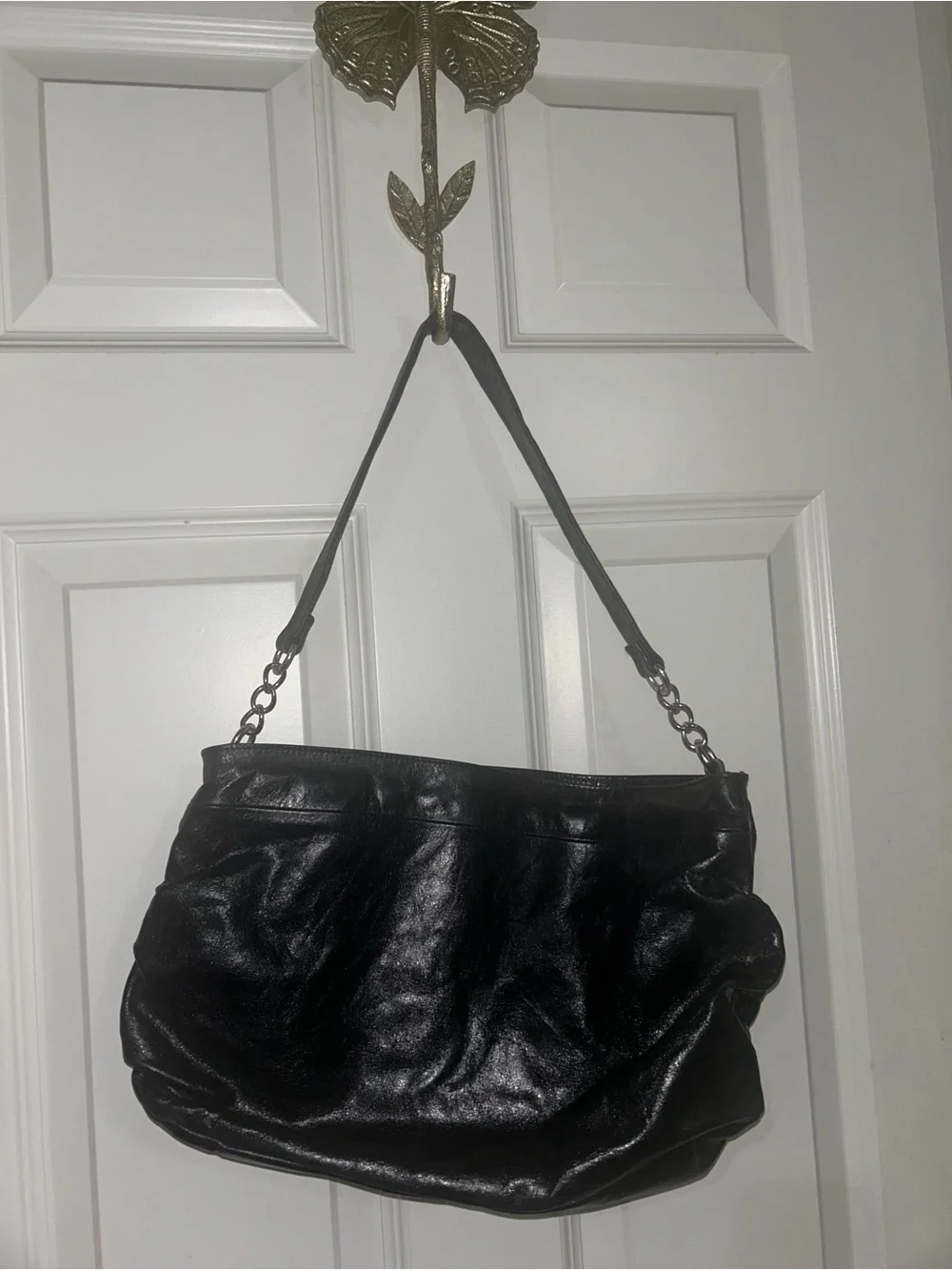 Hobo bagBlack Leather Shoulder Bag - Unbranded